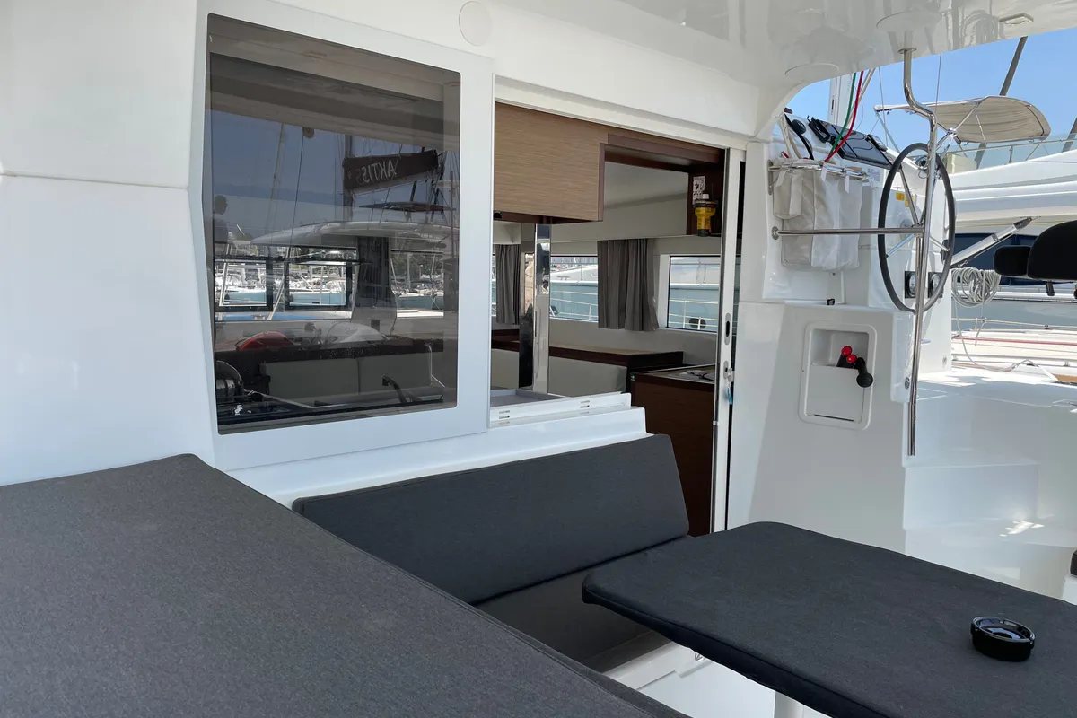 Deck of Drifter, a Lagoon 40 catamaran at Municipal Unit of Lefkada, Greece