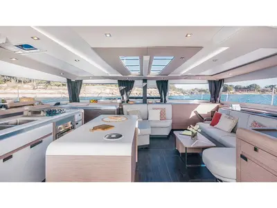 Kebisiks, a Fountaine Pajot Aura 51 catamaran at Athens, Greece