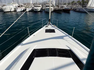 Deck of Amelie, a Beneteau Oceanis 51.1 sailboat at Kos, Greece