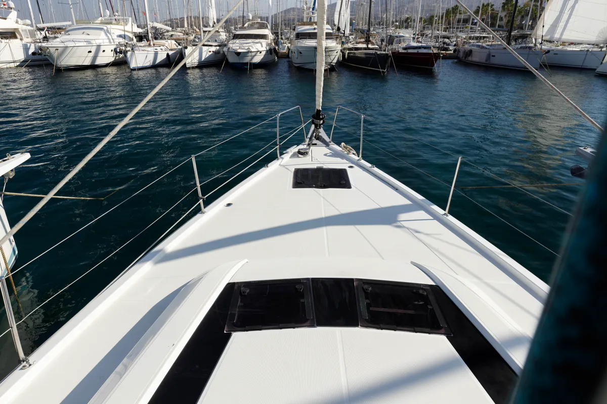 Deck of Amelie, a Beneteau Oceanis 51.1 sailboat at Kos, Greece
