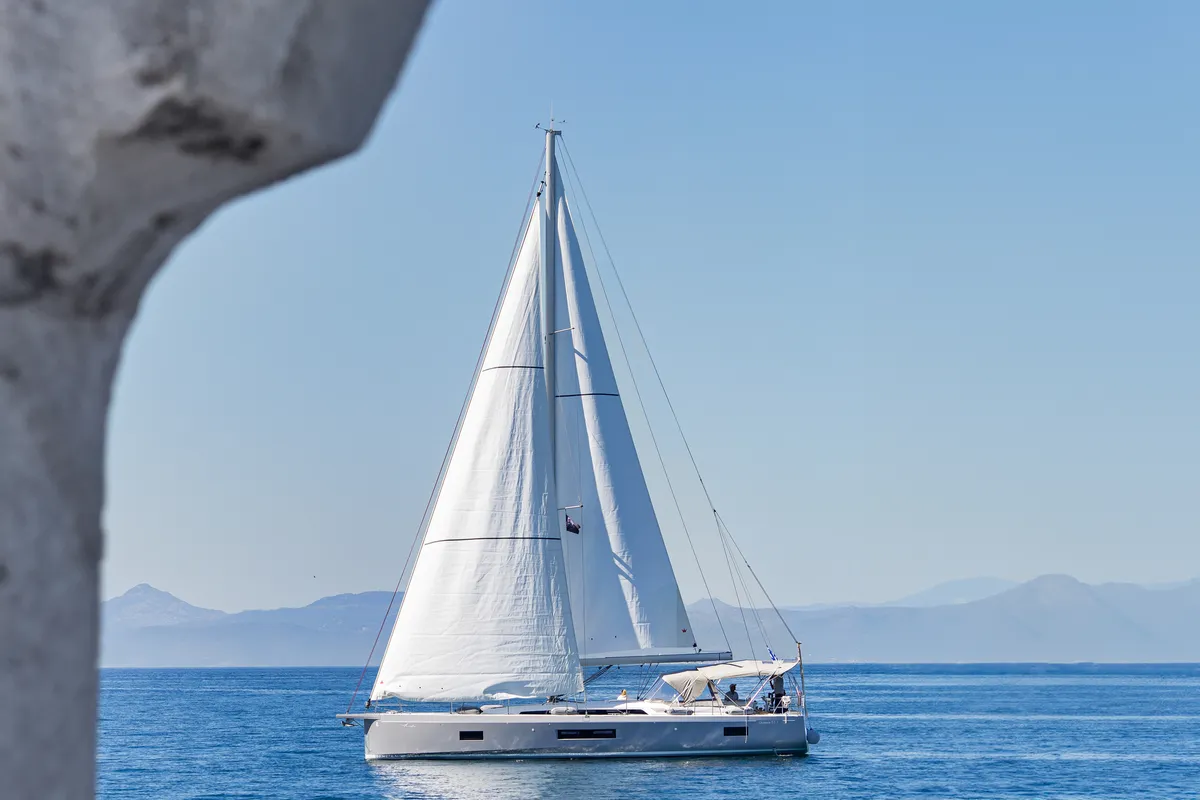 Exterior view of Amelie, a Beneteau Oceanis 51.1 sailboat at Kos, Greece