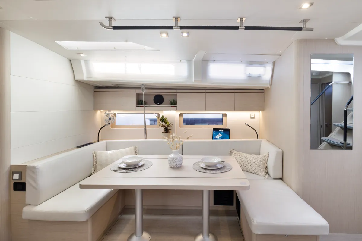 Salon of Amelie, a Beneteau Oceanis 51.1 sailboat at Kos, Greece