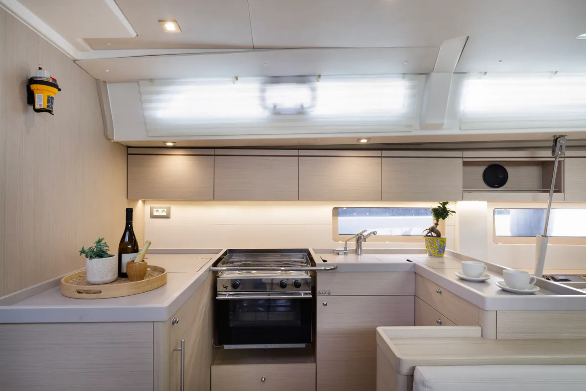 Galley of Amelie, a Beneteau Oceanis 51.1 sailboat at Kos, Greece