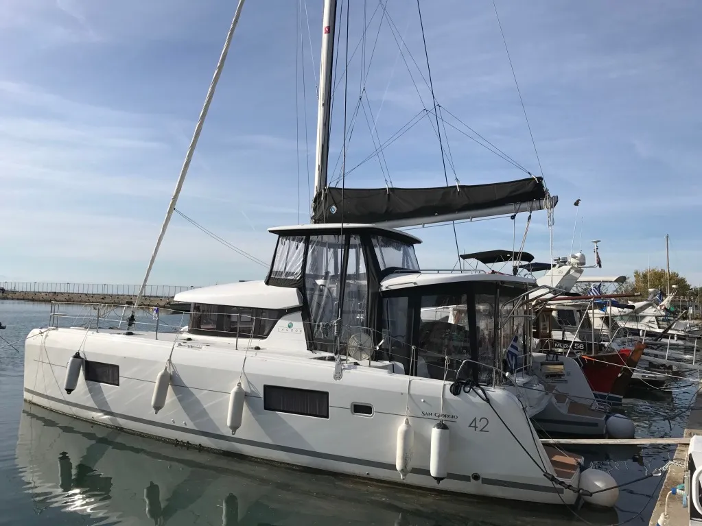 SUNSHINE, a Lagoon 42 catamaran at Municipal Unit of Lefkada, Greece