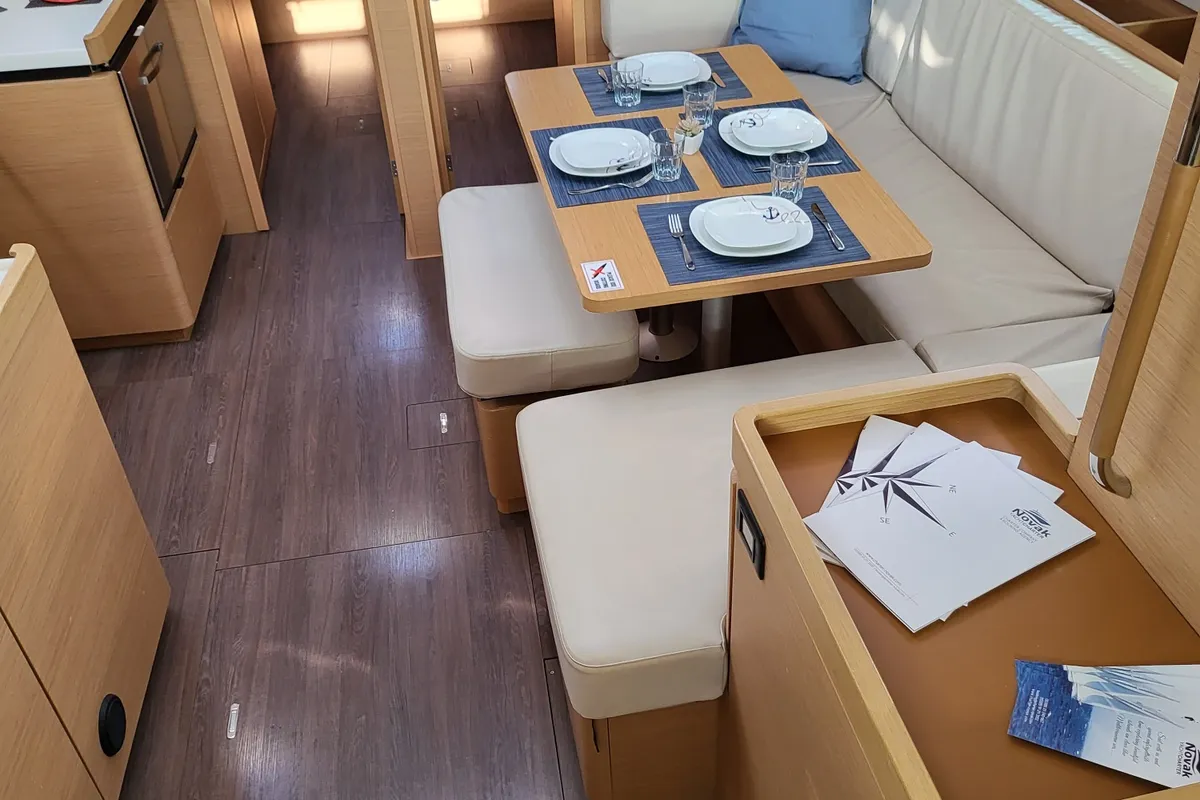 Salon of Dioniz, a Jeanneau Sun Odyssey 490 sailboat at Grad Biograd na Moru, Croatia
