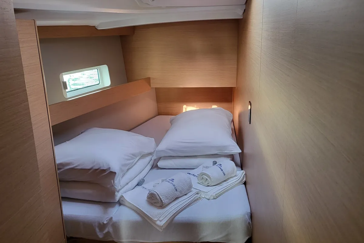 Cabin on Dioniz, a Jeanneau Sun Odyssey 490 sailboat at Grad Biograd na Moru, Croatia
