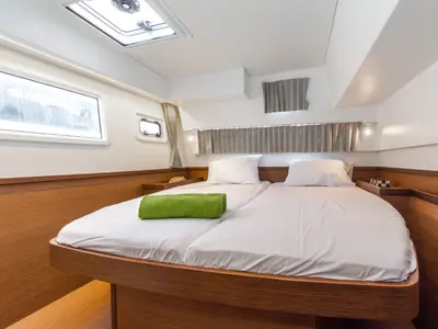 Cabin on Amici, a Lagoon 42 catamaran at Athens, Greece