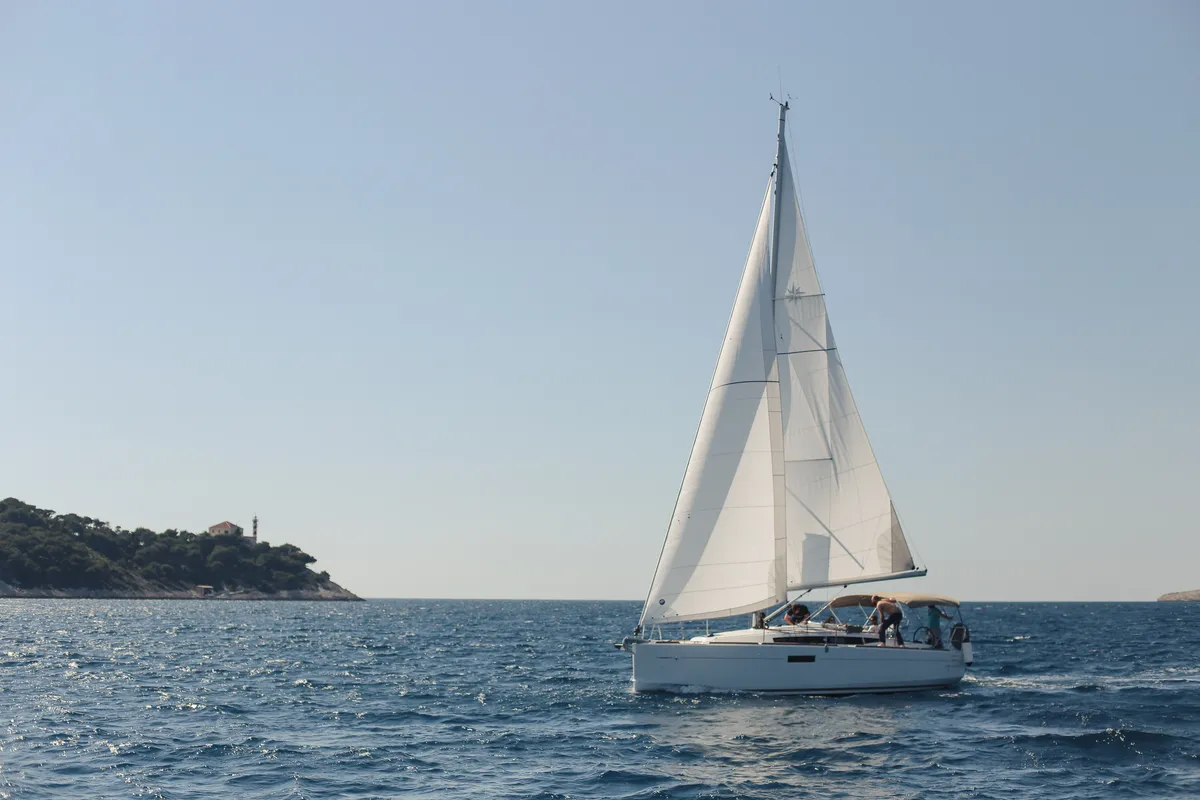 Exterior view of Porto Tolero, a Jeanneau Sun Odyssey 349 sailboat at Grad Ploče, Croatia