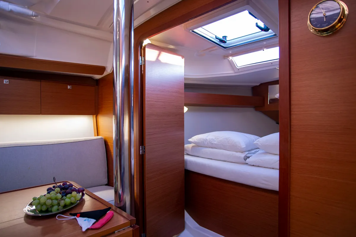 Salon of Vanila, a Dufour 360 GL sailboat at Mali Lošinj, Croatia