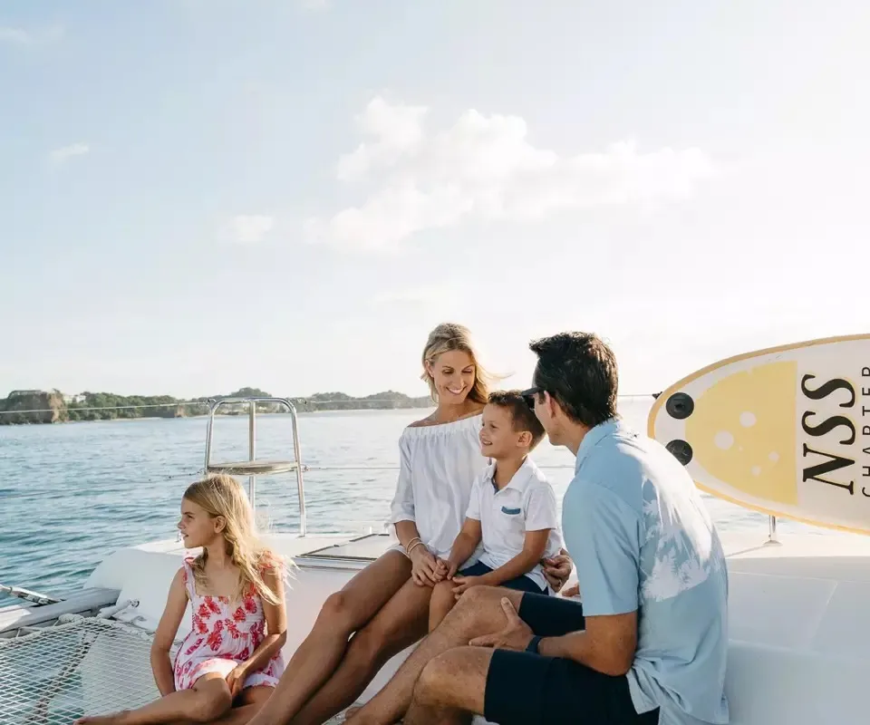 Deck of Benetnash II, a Lagoon 42 catamaran at Olbia, Italy