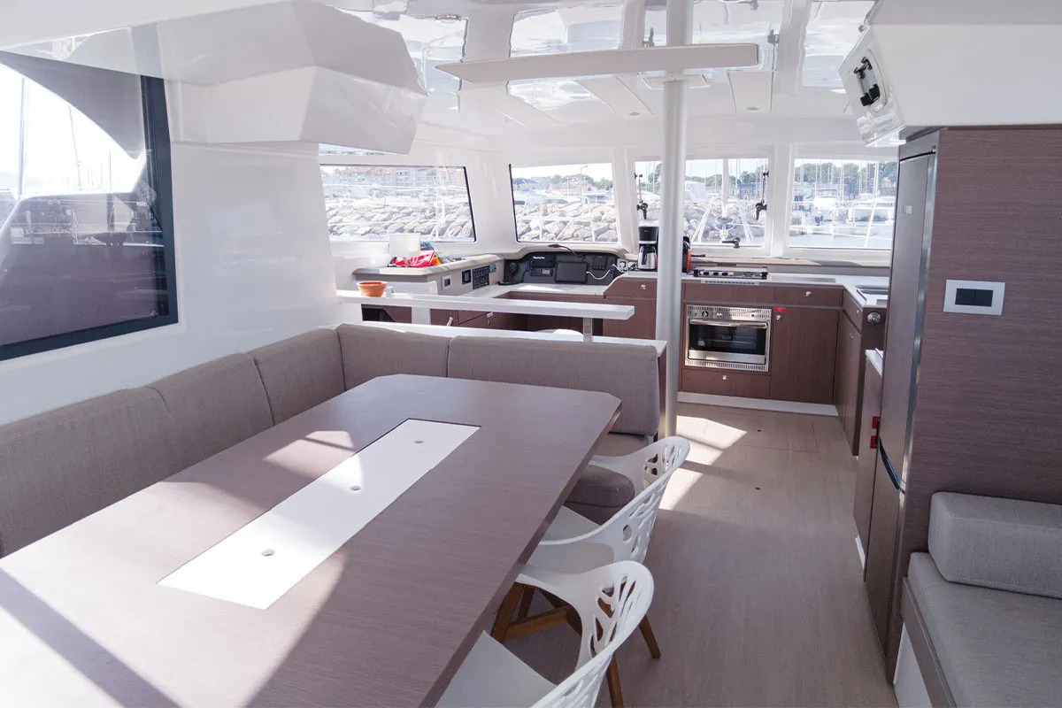 Salon of Jojo, a Bali Catspace catamaran at Plan-d'Aups-Sainte-Baume, France