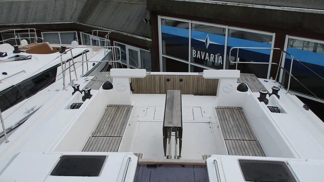 Deck of ONE, a Bavaria C45 sailboat at Fisksätra, Sweden