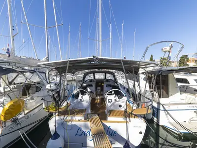 Cockpit of Lady Blue, a Elan Impression 40.1 sailboat at Zadar, Croatia