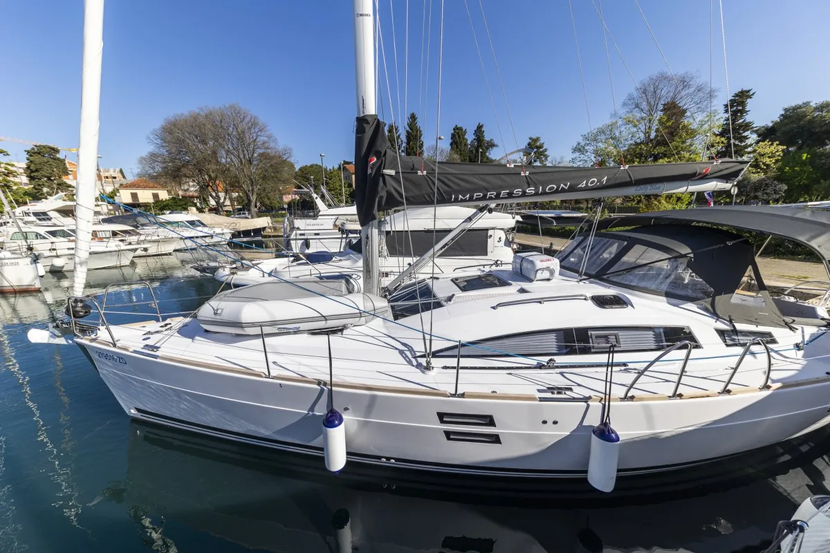 Exterior view of Lady Blue, a Elan Impression 40.1 sailboat at Zadar, Croatia