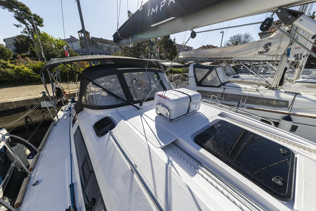 Deck of Lady Blue, a Elan Impression 40.1 sailboat at Zadar, Croatia