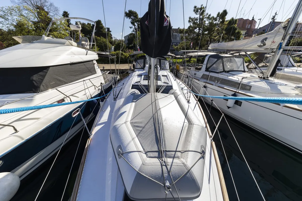 Deck of Lady Blue, a Elan Impression 40.1 sailboat at Zadar, Croatia