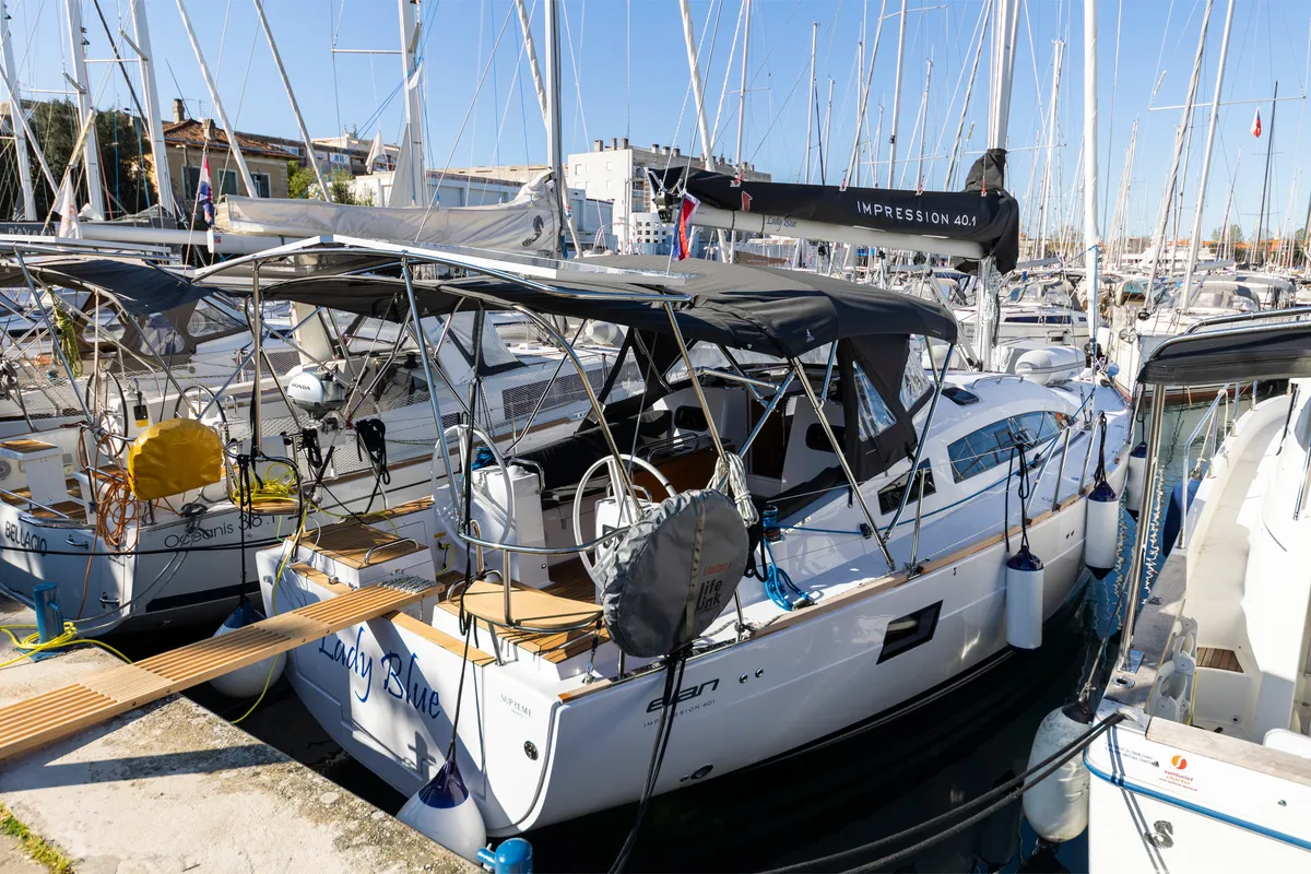 Lady Blue, a Elan Impression 40.1 sailboat at Zadar, Croatia
