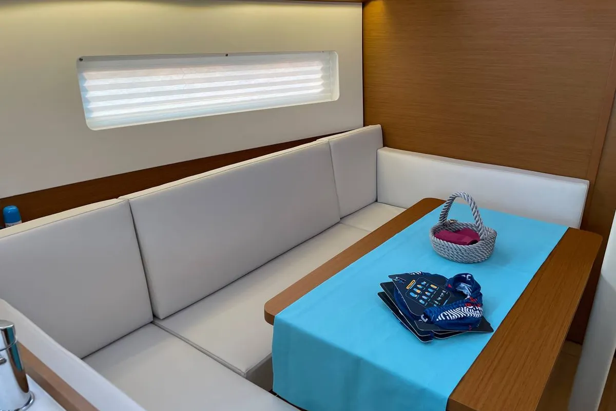 Just Happy, a Jeanneau Sun Odyssey 380 sailboat at Fethiye, Turkey