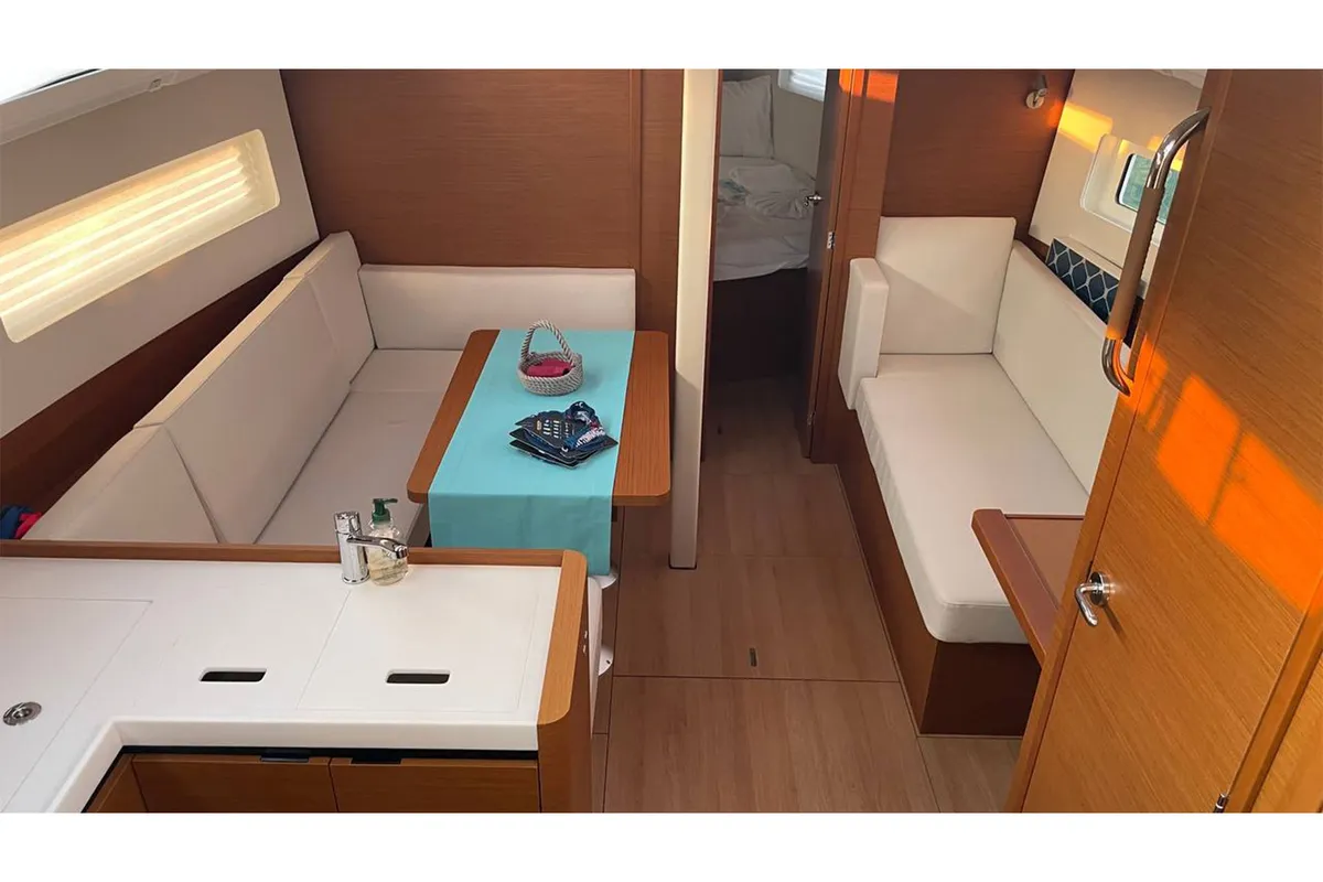 Just Happy, a Jeanneau Sun Odyssey 380 sailboat at Fethiye, Turkey