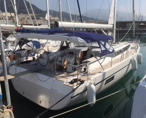 Exterior view of Alnair, a Bavaria C45 Holiday sailboat at Salerno, Italy