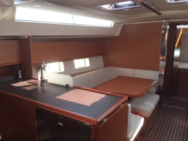 Salon of Alnair, a Bavaria C45 Holiday sailboat at Salerno, Italy
