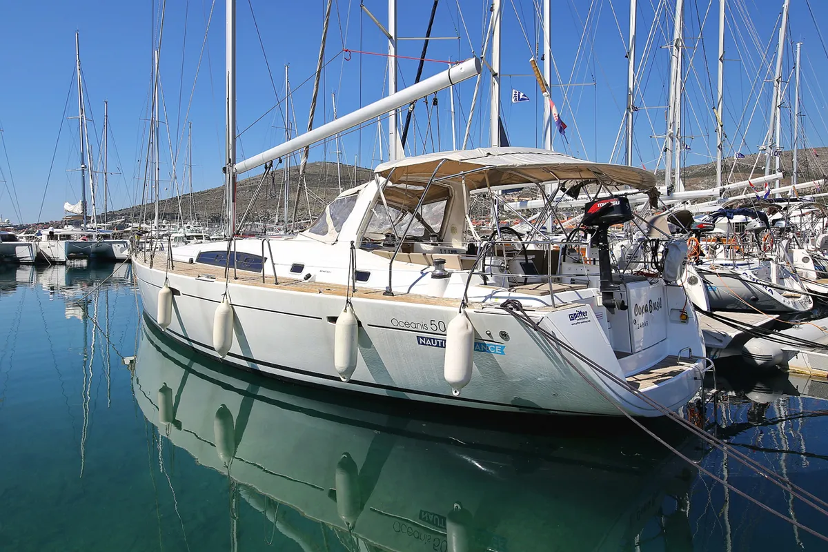 Exterior view of Copa Brasil, a Beneteau Oceanis 50 Family sailboat at Grad Pula, Croatia