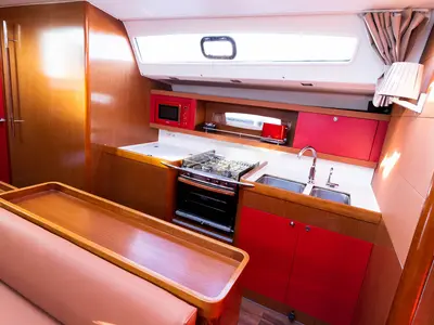 Galley of Copa Brasil, a Beneteau Oceanis 50 Family sailboat at Grad Pula, Croatia