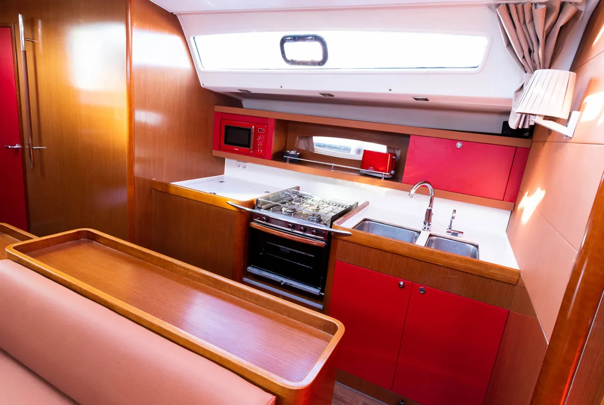 Galley of Copa Brasil, a Beneteau Oceanis 50 Family sailboat at Grad Pula, Croatia