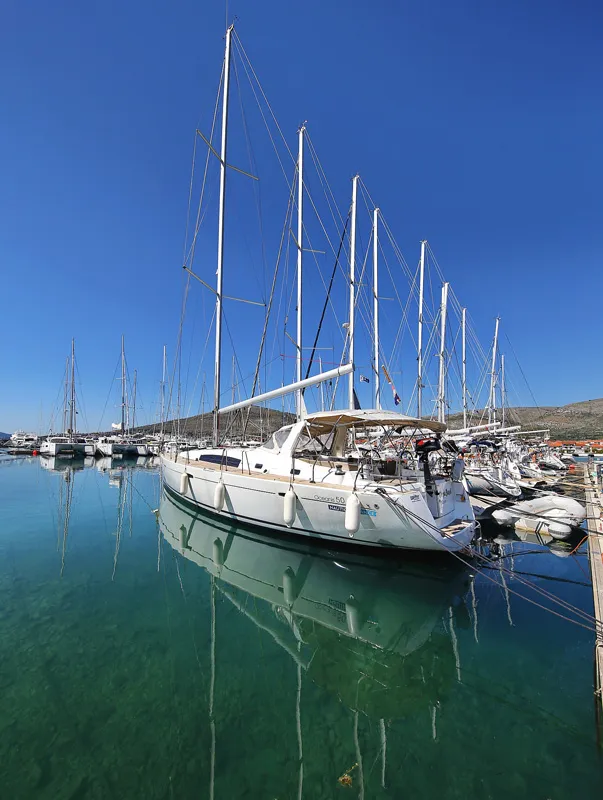 Exterior view of Copa Brasil, a Beneteau Oceanis 50 Family sailboat at Grad Pula, Croatia