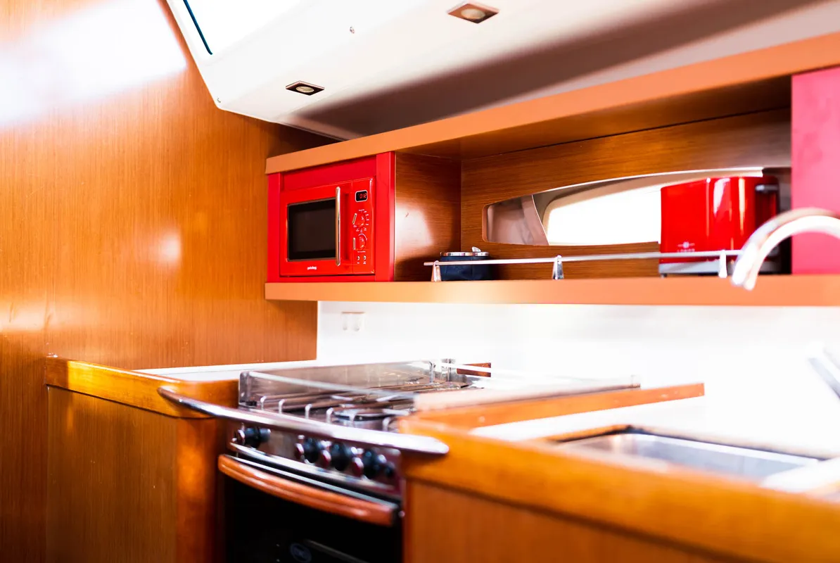 Galley of Copa Brasil, a Beneteau Oceanis 50 Family sailboat at Grad Pula, Croatia