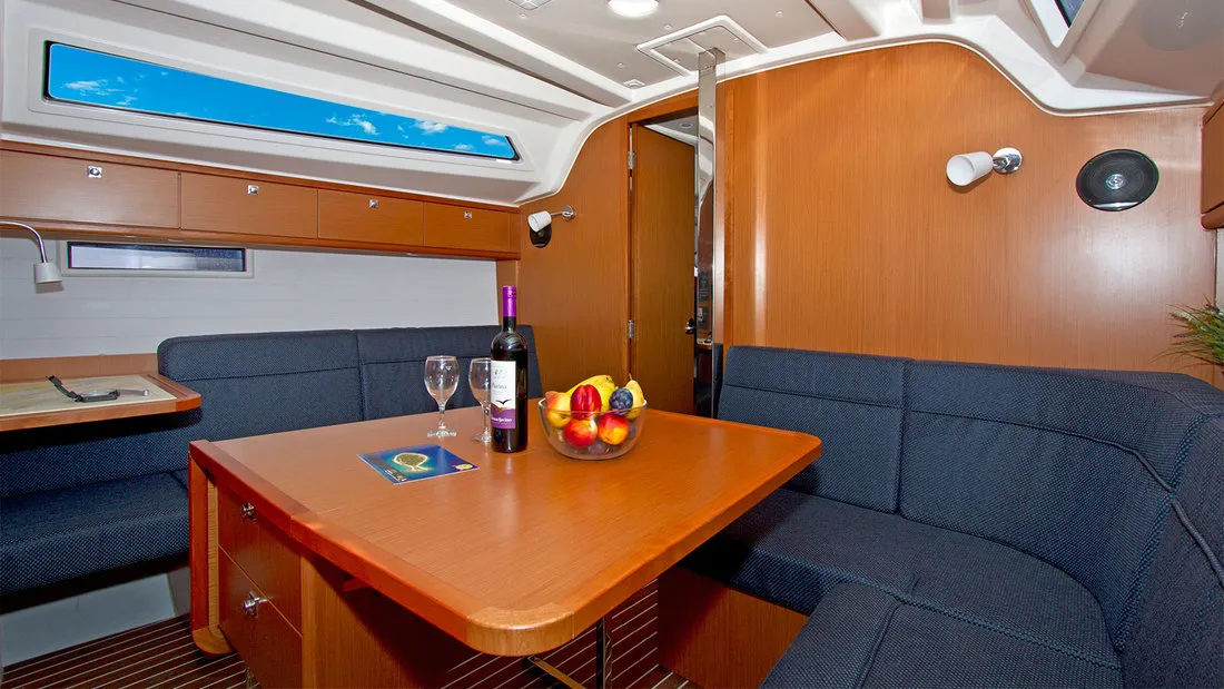 Salon of Lirica, a Bavaria Cruiser 37 sailboat at Split, Croatia