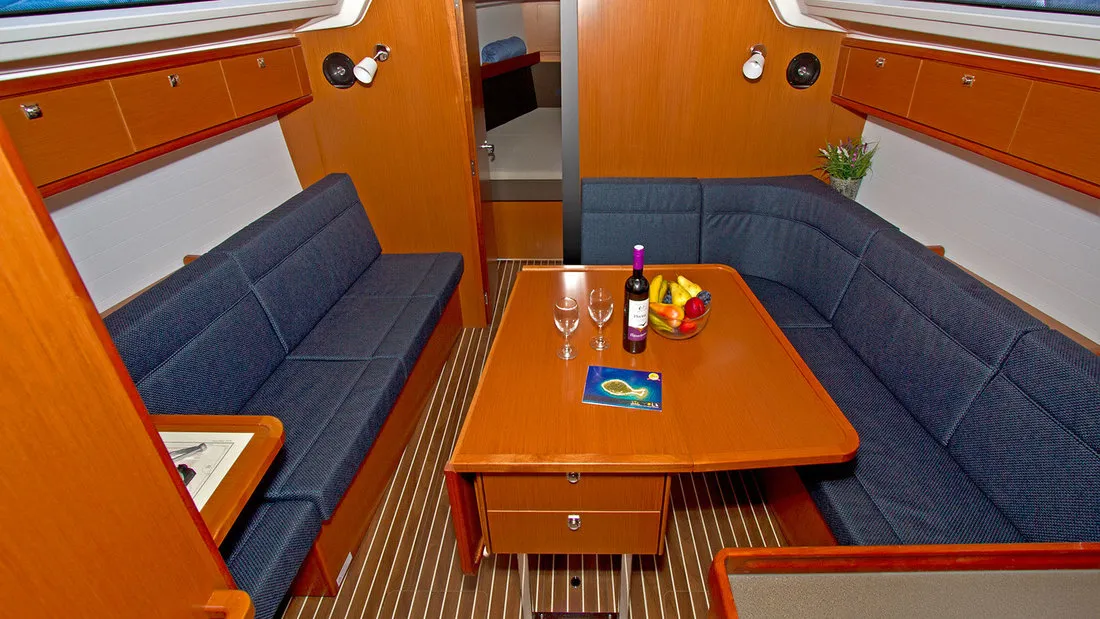 Salon of Lirica, a Bavaria Cruiser 37 sailboat at Split, Croatia