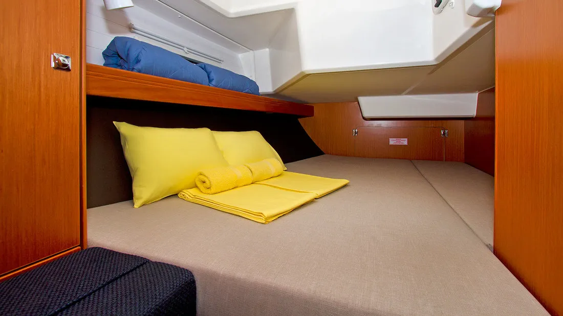Cabin on Lirica, a Bavaria Cruiser 37 sailboat at Split, Croatia