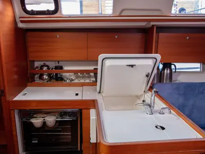 Galley of Lemar, a Dufour 335 Grand Large sailboat at Marmaris, Turkey