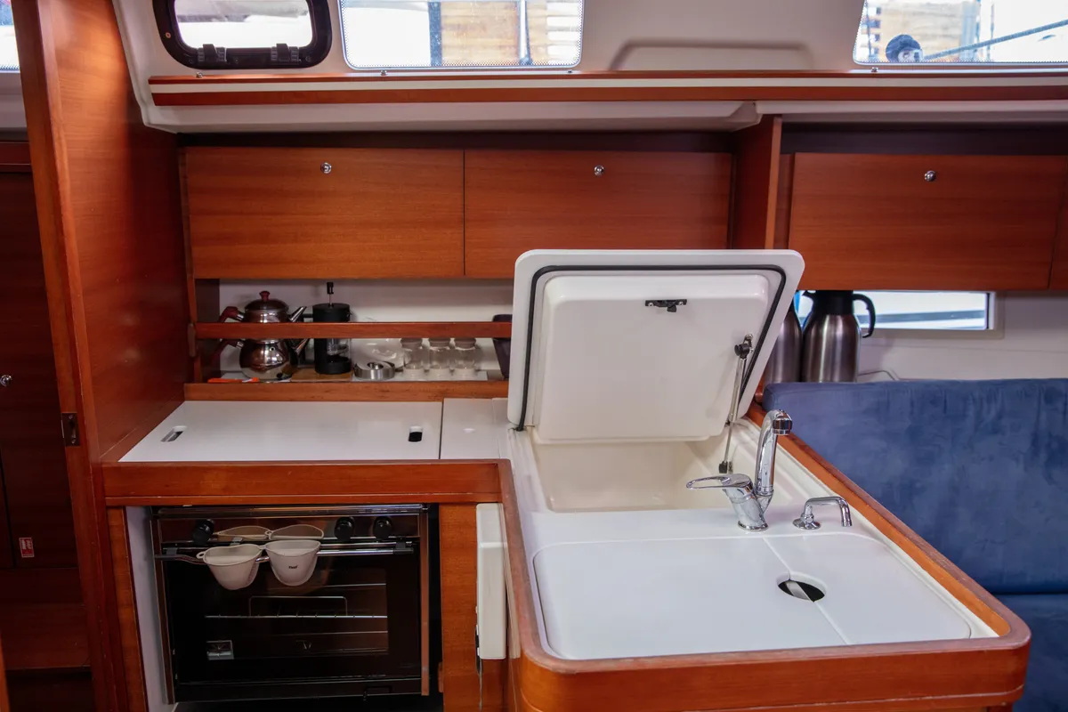 Galley of Lemar, a Dufour 335 Grand Large sailboat at Marmaris, Turkey