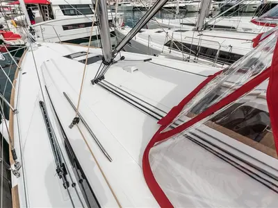 Deck of Majano, a Beneteau Oceanis 38.1 sailboat at Split, Croatia