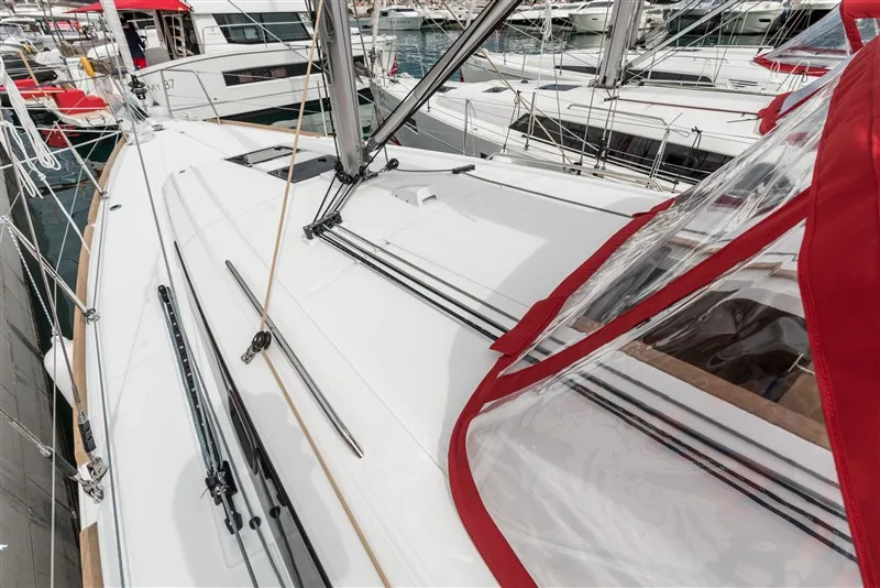 Deck of Majano, a Beneteau Oceanis 38.1 sailboat at Split, Croatia