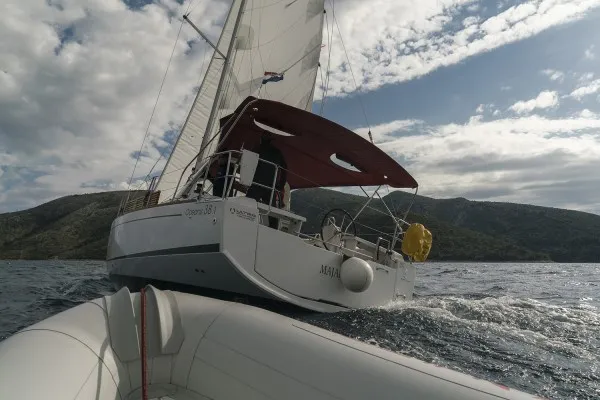 Exterior view of Majano, a Beneteau Oceanis 38.1 sailboat at Split, Croatia