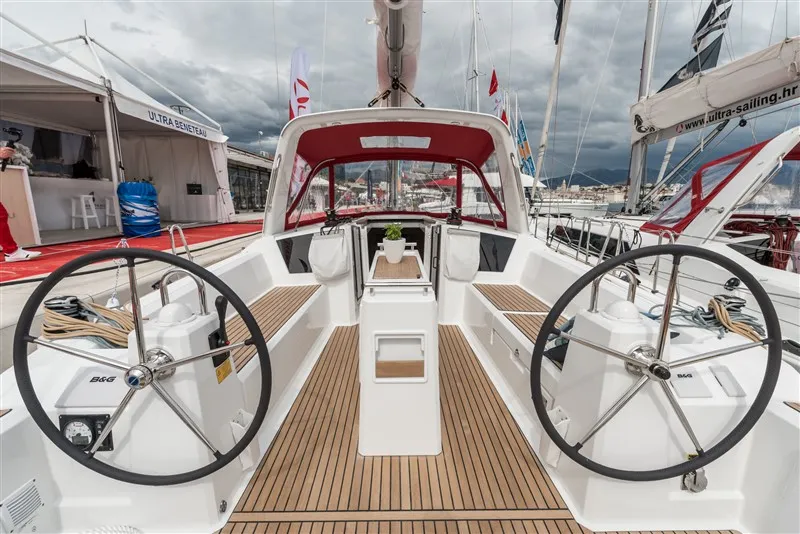 Cockpit of Majano, a Beneteau Oceanis 38.1 sailboat at Split, Croatia