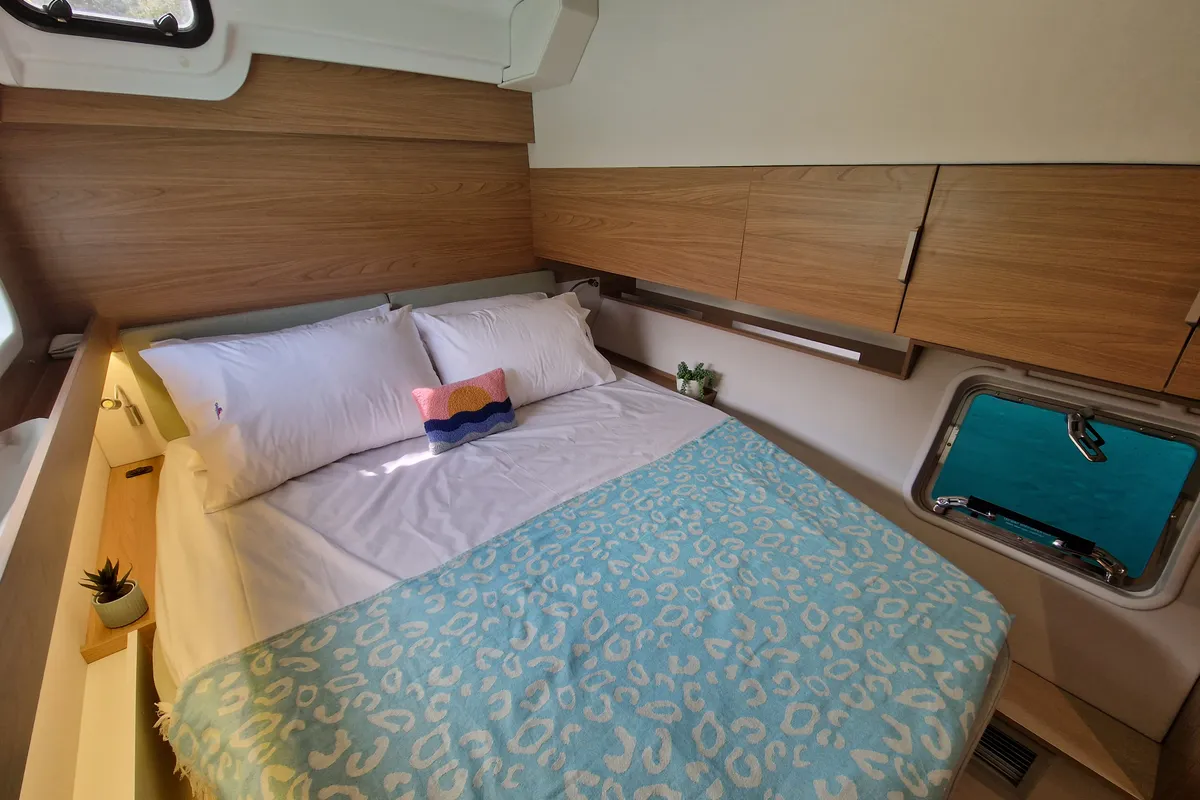 Cabin on Selene, a Bali Catspace catamaran at Kontokali, Greece