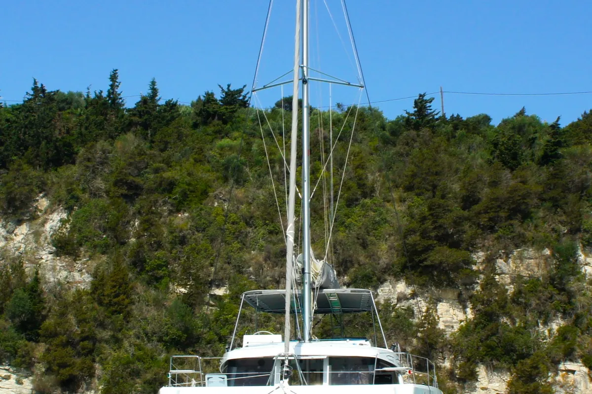 Exterior view of Selene, a Bali Catspace catamaran at Kontokali, Greece