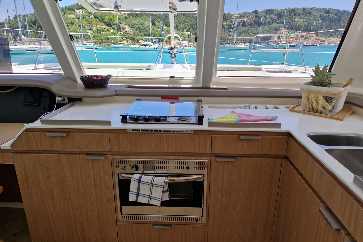 Selene, a Bali Catspace catamaran at Kontokali, Greece