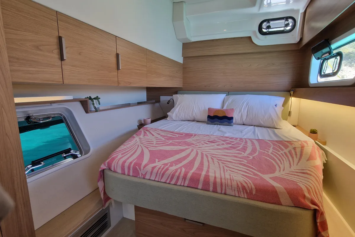 Cabin on Selene, a Bali Catspace catamaran at Kontokali, Greece