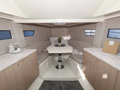Salon of Babac, a Nuva M9 Cabin motorboat at Grad Biograd na Moru, Croatia