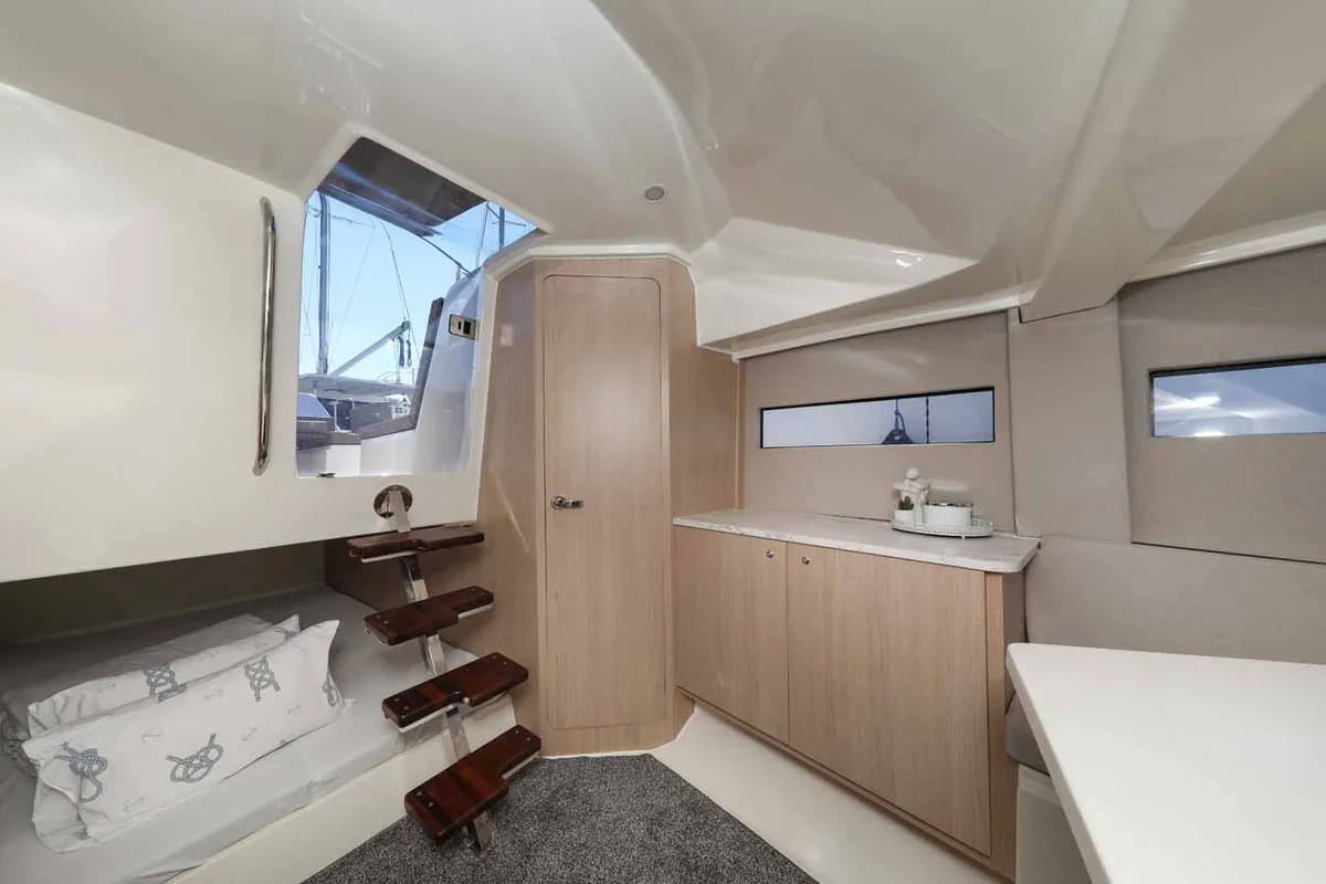Cabin on Babac, a Nuva M9 Cabin motorboat at Grad Biograd na Moru, Croatia
