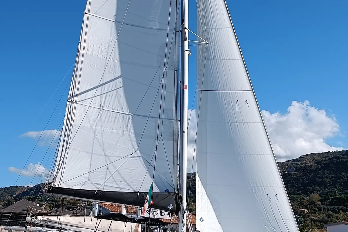 Exterior view of Lagoon 42, a catamaran at Tropea, Italy