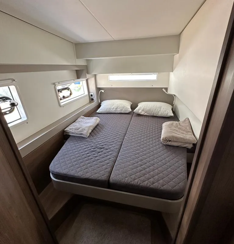 Cabin on Serenity, a Bali 4.2 catamaran at Municipal Unit of Apollonioi, Greece