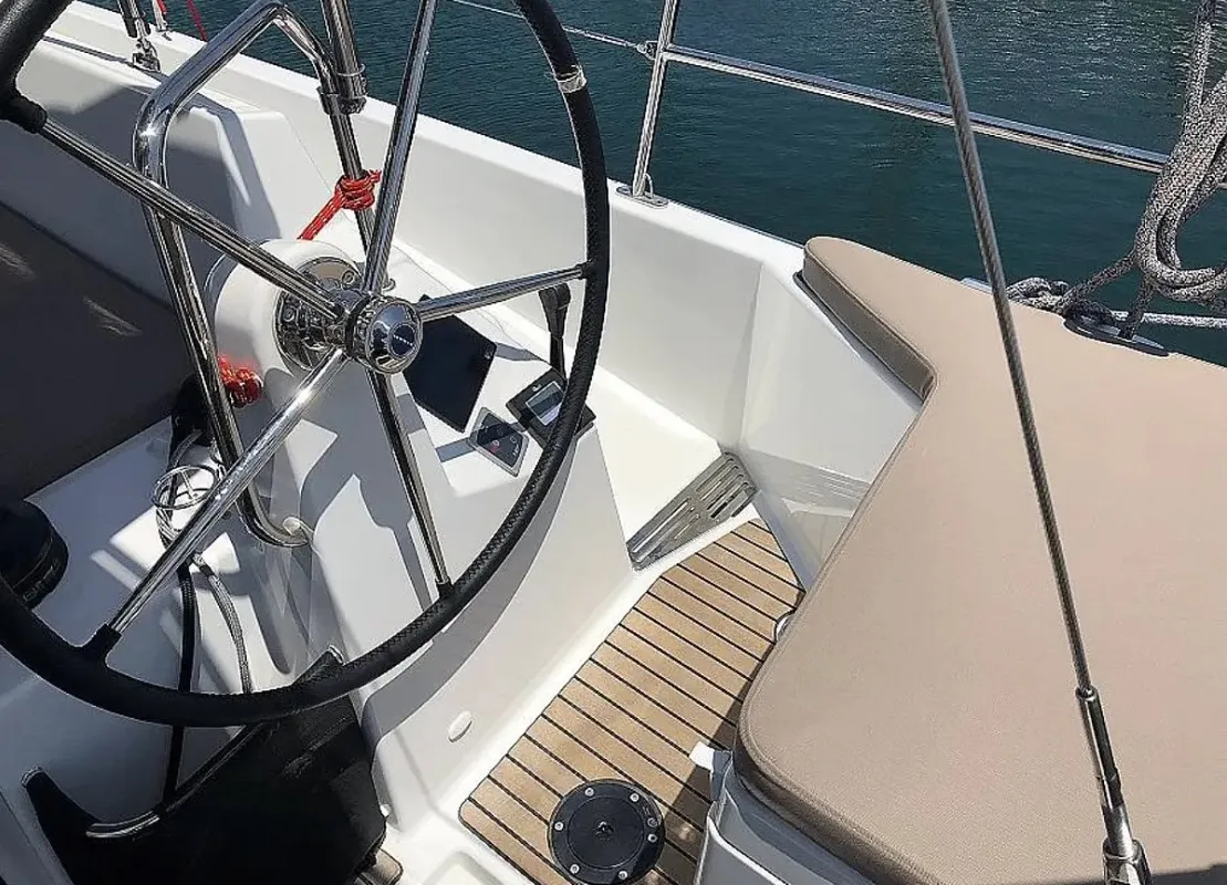 Tikal III, a Jeanneau Sun Odyssey 440 sailboat at Municipal Unit of Lefkada, Greece