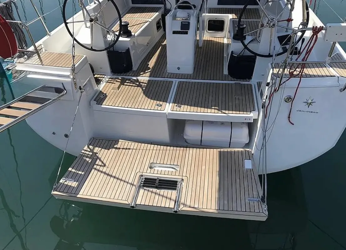 Tikal III, a Jeanneau Sun Odyssey 440 sailboat at Municipal Unit of Lefkada, Greece