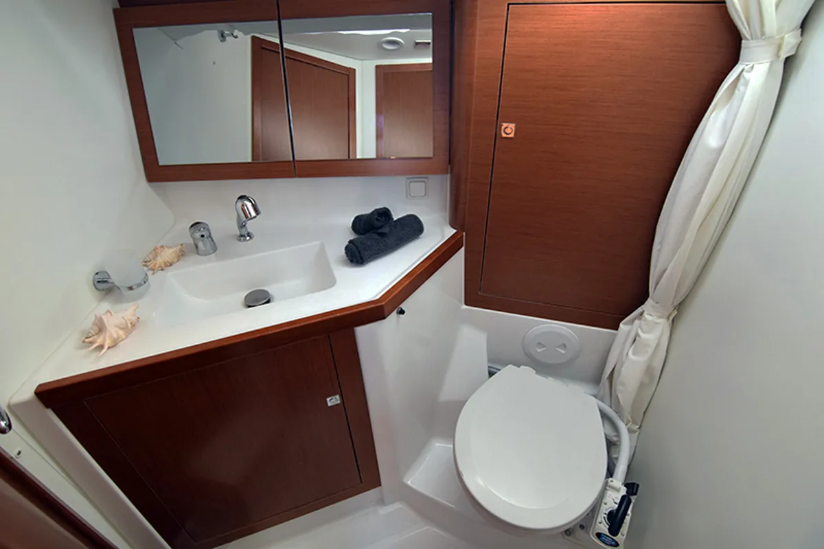Head on Semiramis, a Beneteau Oceanis 45 sailboat at Kontokali, Greece